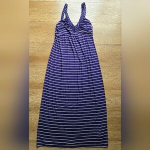 Design History Blue & White Striped Braided Straps Sleeveless Maxi Dress XL